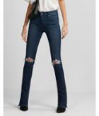 Express Womens High Waisted Frayed Stretch Skyscraper Jeans