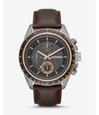 Express Mens Brown Leather Strap Multi-function Watch