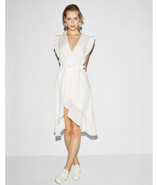 Express Womens Ruffle Wrap Tie Waist