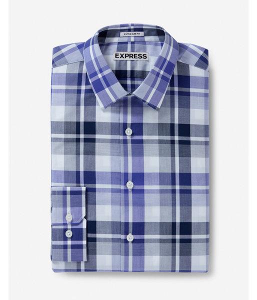 Express Mens Extra Slim Fit Classic Plaid Dress
