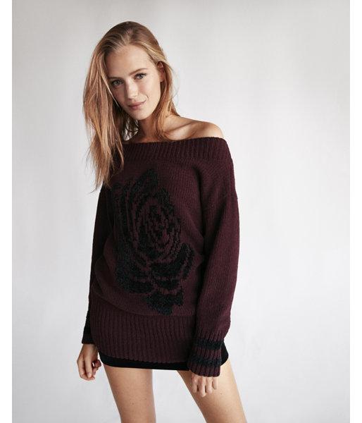 Express Womens Rose Stencil Wedge Tunic