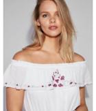 Express Womens Embroidered Off The Shoulder