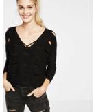 Express Womens Black Perforated Wedge Pullover
