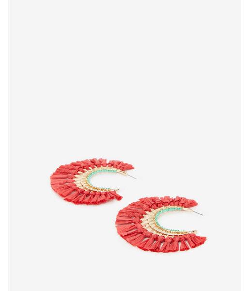 Express Womens Seed Bead Tassel Hoop Earrings