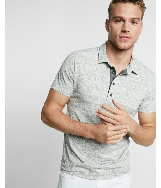 Express Mens Marled Performance Polo
