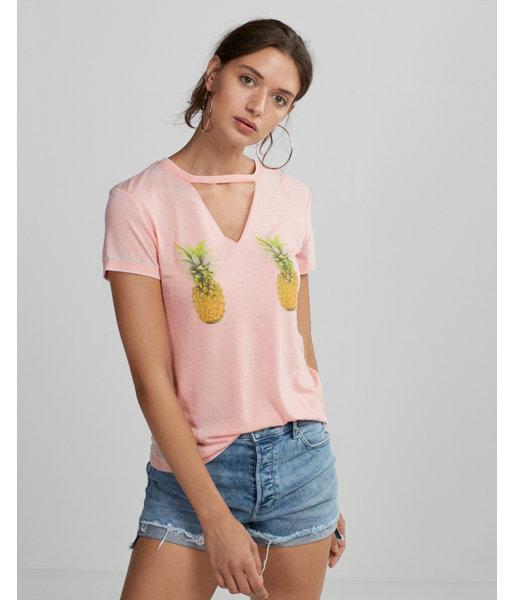 Express Double Pineapple Graphic Choker Tee