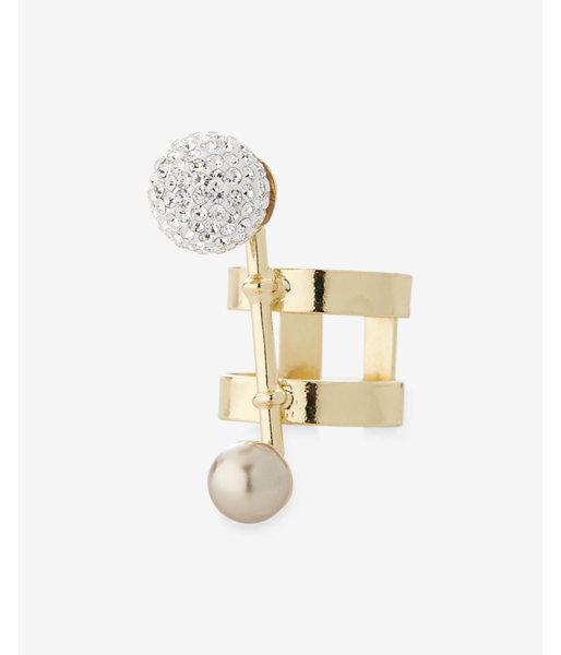 Express Womens Pearl Fireball Geometric Ring