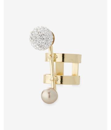 Express Womens Pearl Fireball Geometric Ring