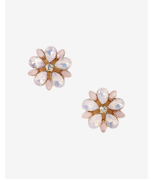 Express Womens Mixed Stone Flower Post Earrings
