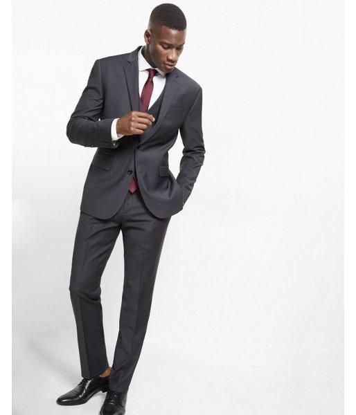 Express Mens Express Mens Slim Photographer Charcoal Gray Performance Stretch Wool Blend