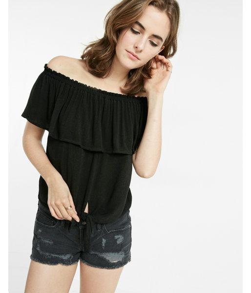 Express Tie Front Off The Shoulder Flutter