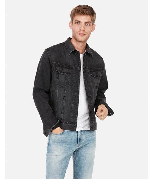 Express Mens Black Denim Trucker Jacket