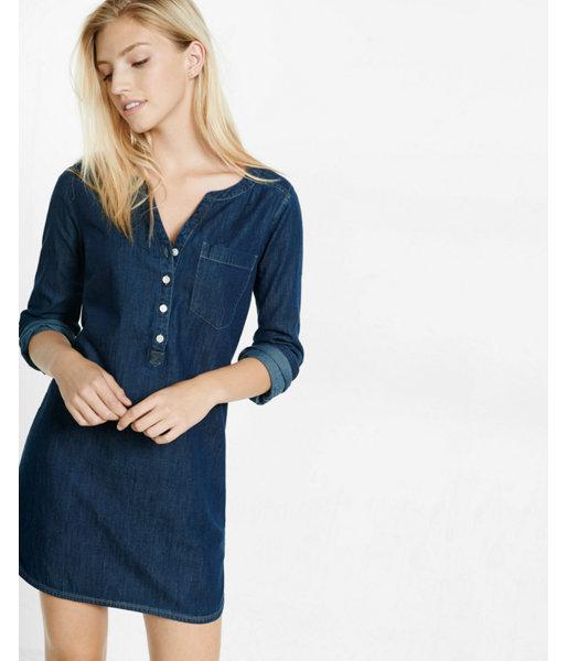 Express Womens Dark Denim Popover