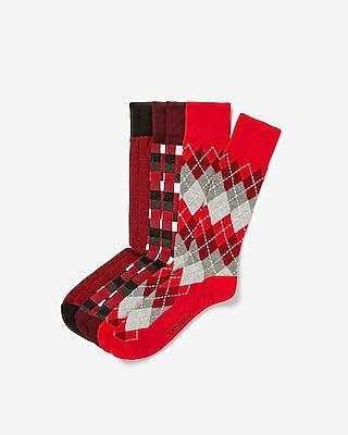 Express Mens 3 Pack Red Herringbone Dress