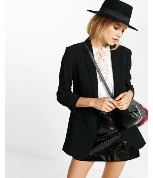 Express Womens Cuffed Sleeve Soft Crepe Boyfriend Blazer