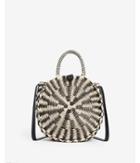 Express Womens Striped Woven Circle Crossbody Tote