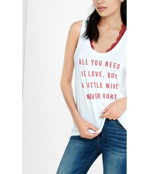 Express Women's Tanks Express One Eleven Love And Wine Graphic Tank