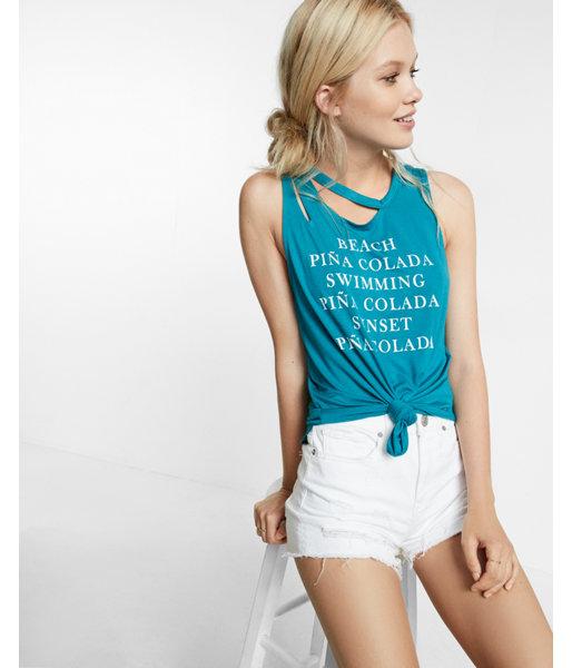 Express Beach Slash Neck Tank
