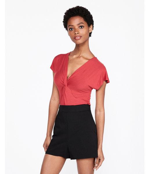 Express Womens Twist Front V-neck Tee