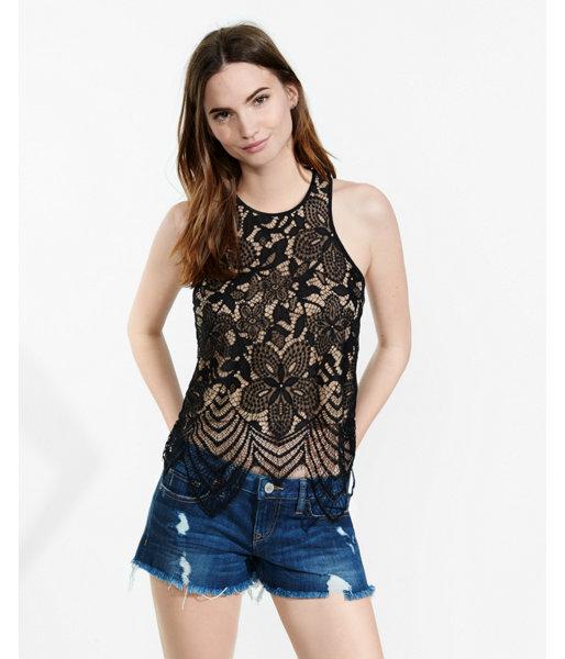 Express Womens Crochet Cut-in Tank