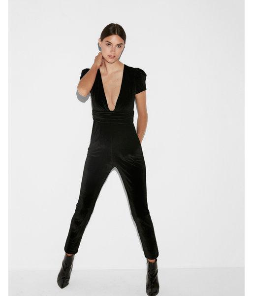 Express Womens Plunging Velvet Jumpsuit