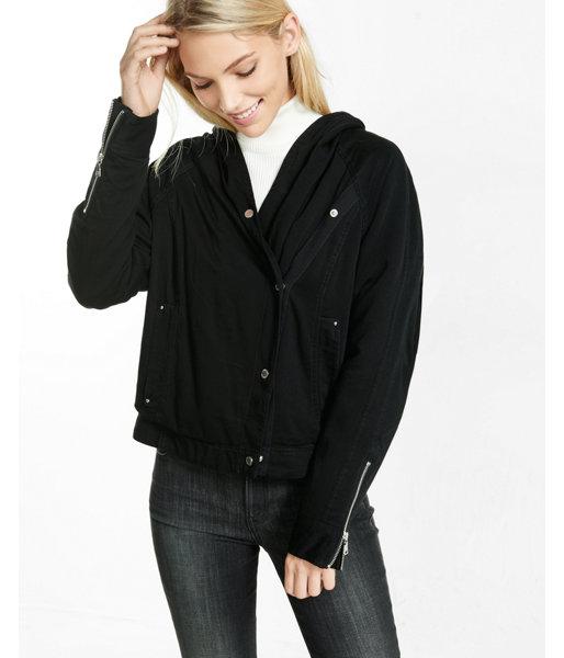 Express Womens Faux Fur Trim Drapey Anorak