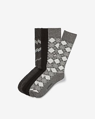 Express Mens 3 Pack Gray Argyle Dress