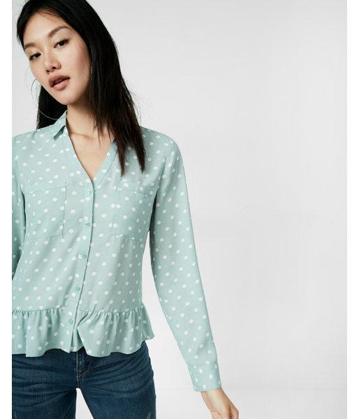 Express Original Fit Ruffle Hem Dot Portofino