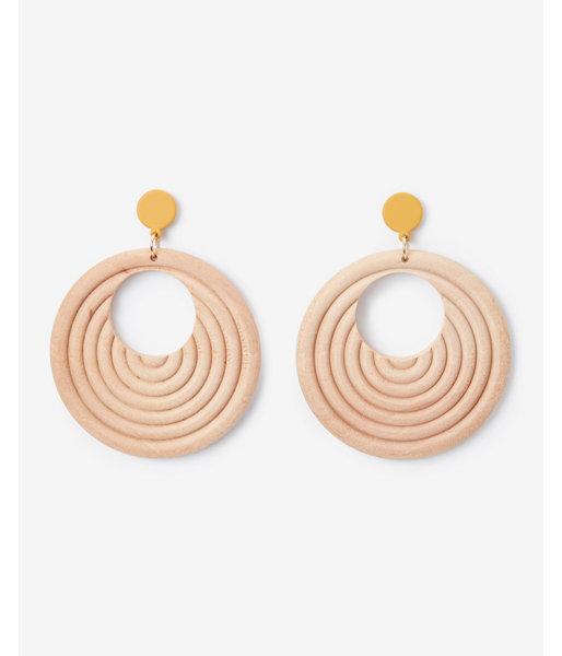 Express Womens Cut-out Wood Circle Drop Earrings