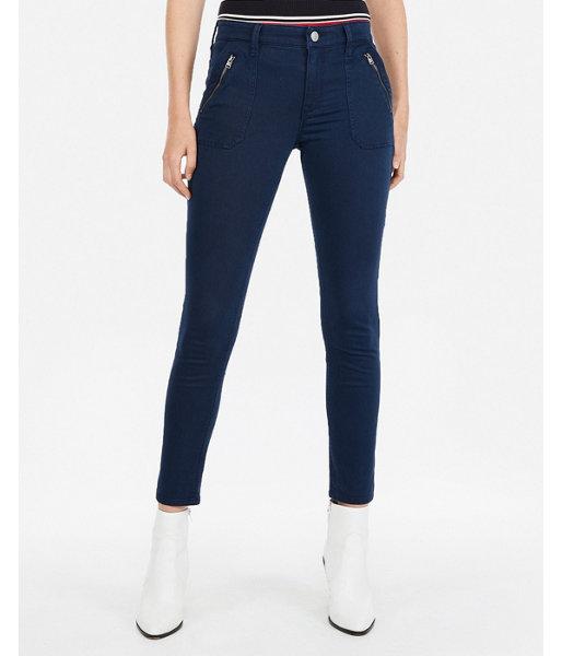 Express Womens Mid Rise Patch Pocket Ankle Pant