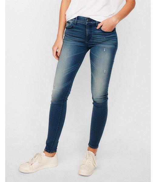 Express Womens Mid Rise Distressed Stretch+ Ankle Jean