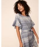 Express Womens Petite Striped Short Flutter Sleeve Wrap Dress