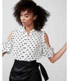 Express Womens Polka Dot Tie Sleeve Cold