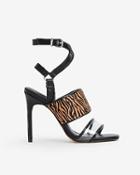 Express Womens Strappy Vinyl Calf Hair Heeled