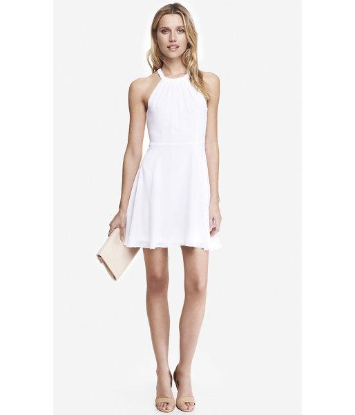 Express Express Womens Halter Neck Fit And Flare Dress - White