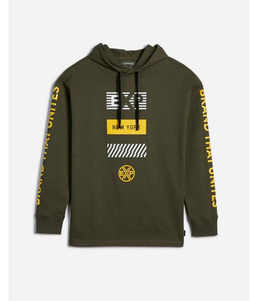 Express Mens Heavy Weight Jersey Oversized Exp Graphic Hoodie