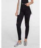 Express Black High Waisted Distressed Stretch Ankle Jean