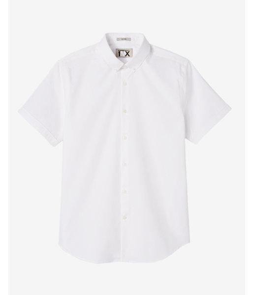 Express Fitted Diagonal Dobby Short Sleeve 1mx Dress