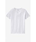 Express Men's Tees White Slub Knit Y-neck Graphic Henley T-shirt