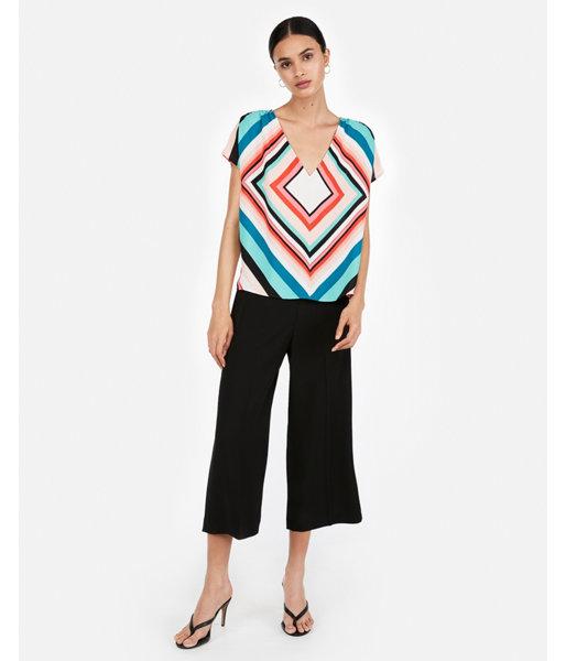 Express Womens Stripe Double V Dolman Blouse