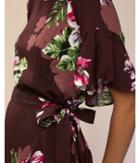 Express Womens Floral Short Sleeve Wrap Front Dress