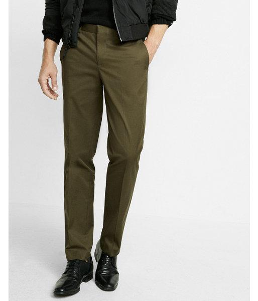 Express Mens Express Mens Slim Fit Dark Olive Stretch Cotton Photographer Dress Pant