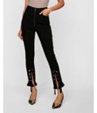 Express Womens Express Womens Super High Waisted Open Lace-up Stretch Ankle