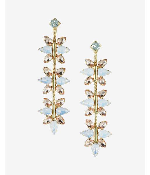 Express Womens Linear Floral Stone Drop Earrings