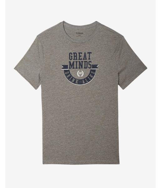 Express Heathered Great Minds Drink Alike Crew Neck Graphic Tee