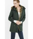 Express Women's Outerwear Removable Faux Fur Collar Twill Parka Coat