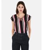 Express Womens Striped Strappy Front Gramercy Tee
