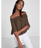 Express Ruffle Sleeve Off The Shoulder Blouse