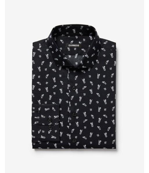Express Mens Slim Cocktail Print Dress