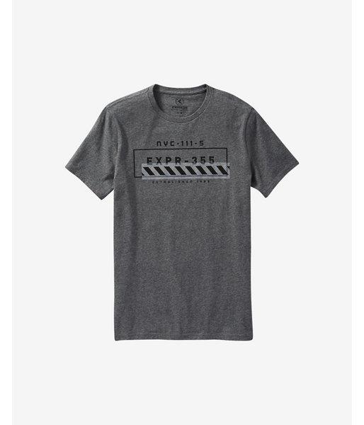Express Mens Heather Gray Expr-355 Graphic T-shirt